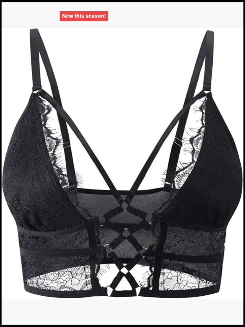 Criss Cross Eyelash Cami Bra Lingerie Crop Top Adjustable Straps